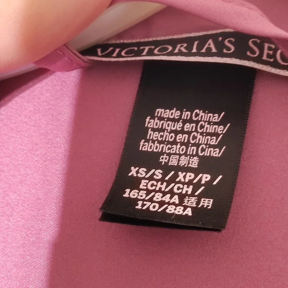 Vintage VICTORIA'S SECRET Nightgown Robe‎ Pink Satin Sz XS/S with Belt